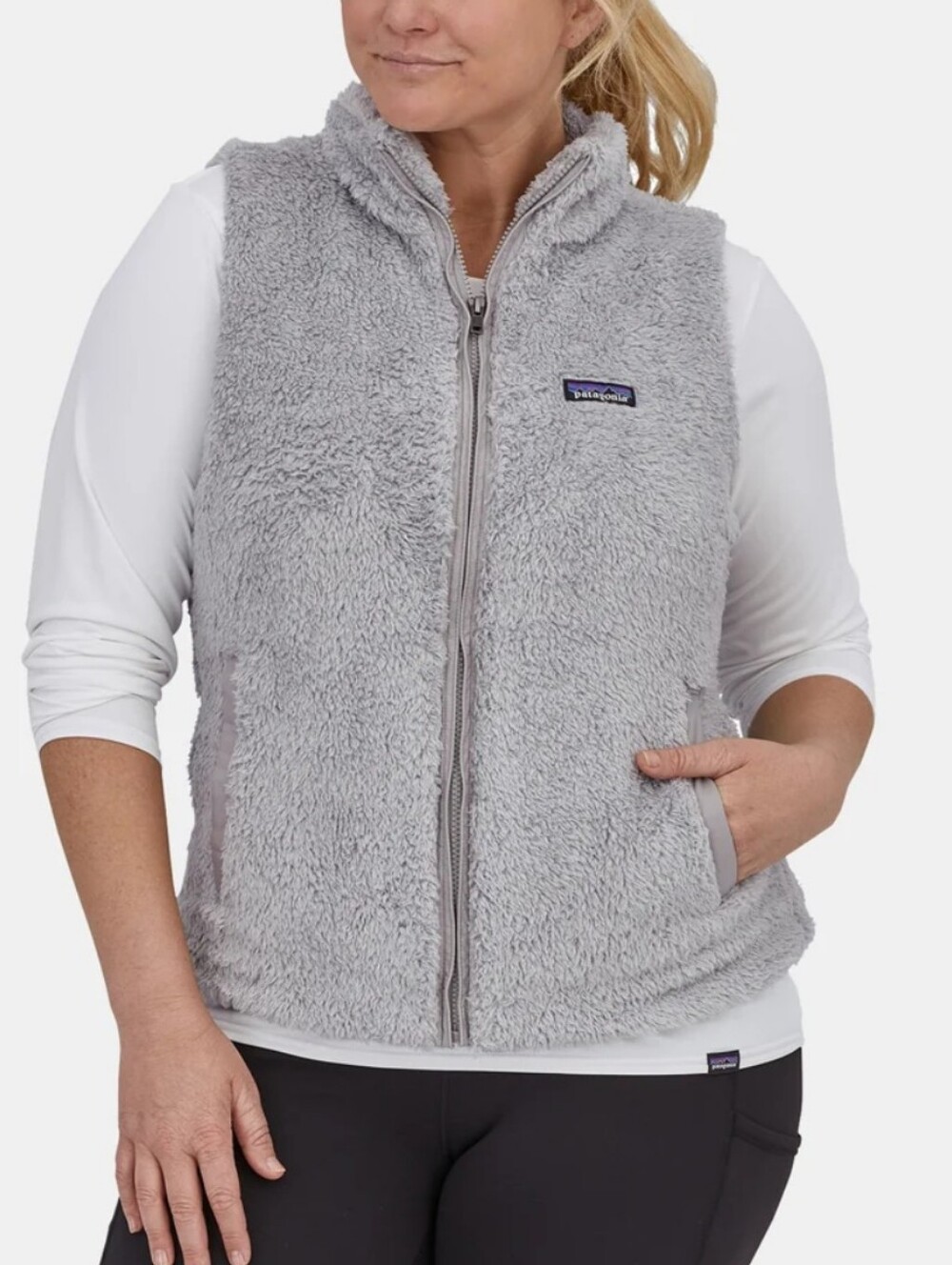Patagonia Los Gatos Fleece Vest Women's Full Zip Light Grey Outdoor Comfort XL.